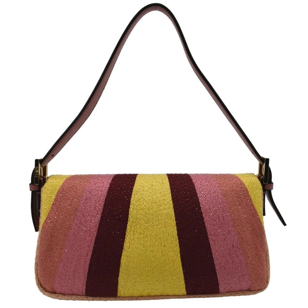 FENDI Baguette 1997 Satin Leather Shoulder Satchel Bag Multicolor - Picture 3 of 12